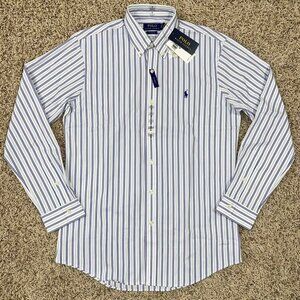 Polo Ralph Lauren Men’s Custom Fit Stretch Striped Poplin Shirt, Size M (New)